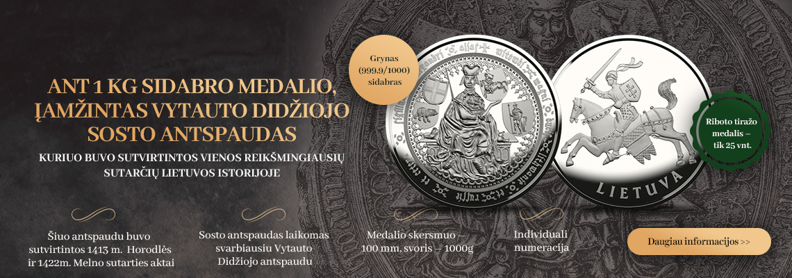 Ant 1 kg sidabrinio medalio, įamžintas „Vytauto Didžiojo Sosto Antspaudas“