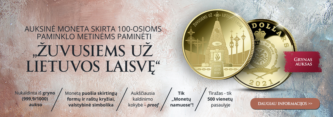 Auksinė moneta, skirta paminklo „Žuvusiems už Lietuvos laisvę“ 100-mečiui