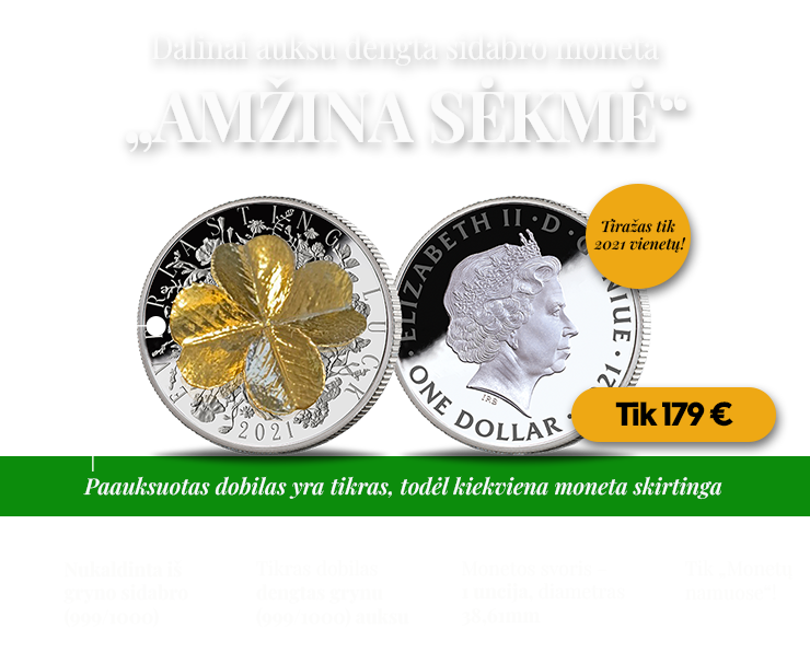 Dalinai paauksuota sidabro moneta „Amžina sėkmė“
