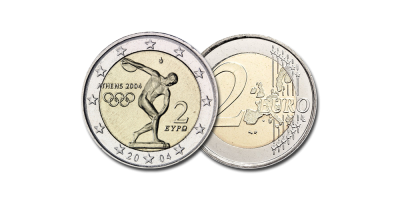 Kolekcija „Proginės 2 eurų monetos“, pirmoji siunta - pirmoji proginė 2 eurų moneta „2004 m. olimpinės žaidynės Atėnuose“