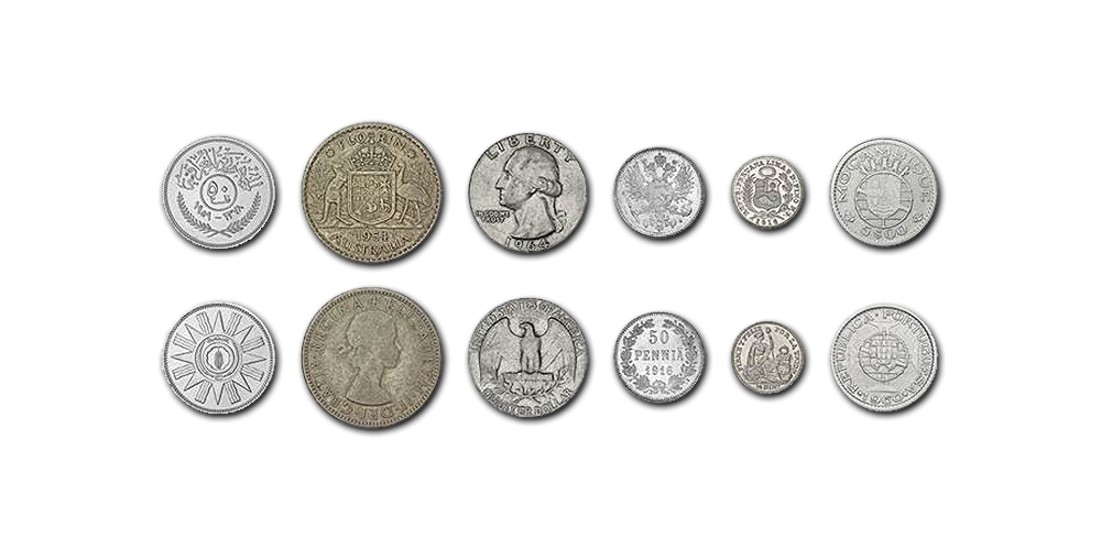 Rinkinys „6 sidabro monetos iš 6 žemynų”