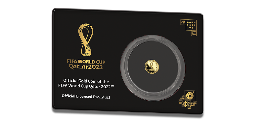 Aukso moneta, skirta FIFA pasaulio čempionato 2022 logotipui1