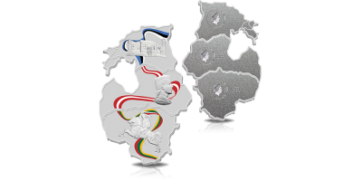 Baltijos šalių formos sidabro monetų rinkinys