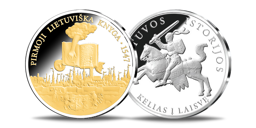 Sidabru ir auksu dengtas medalis „Pirmoji knyga“