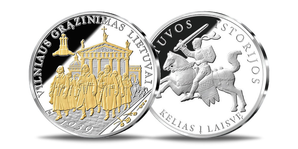 Sidabru ir auksu dengtas medalis „Vilniaus grąžinimas Lietuvai“
