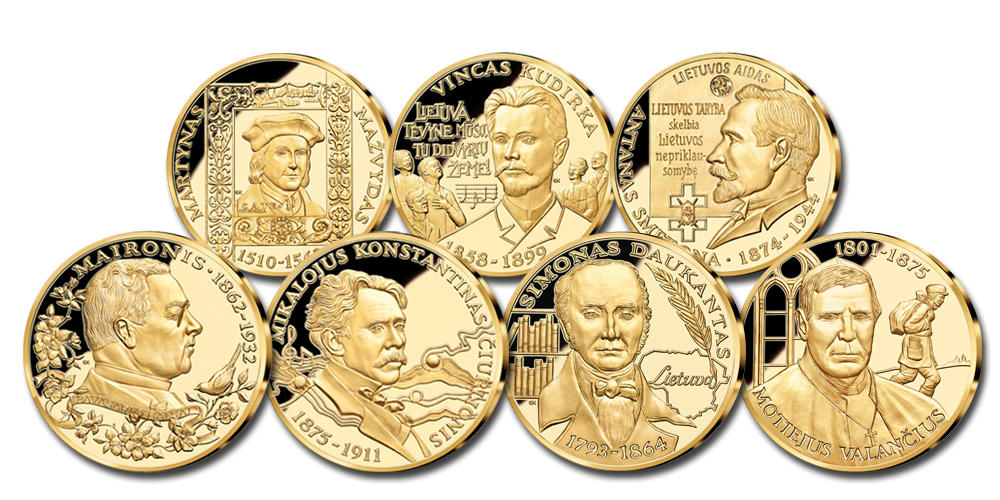 Paauksuotų medalių kolekcija &bdquo;I&scaron;kiliausi Lietuvos žmonės&ldquo;