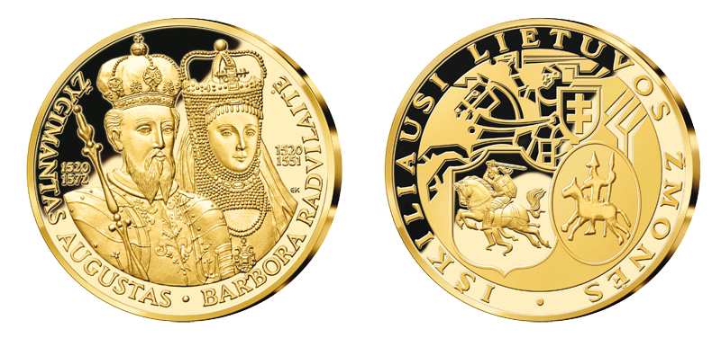 Pirmasis kolekcijos medalis - Žygimantas Augustas ir Barbora Radvilaitė