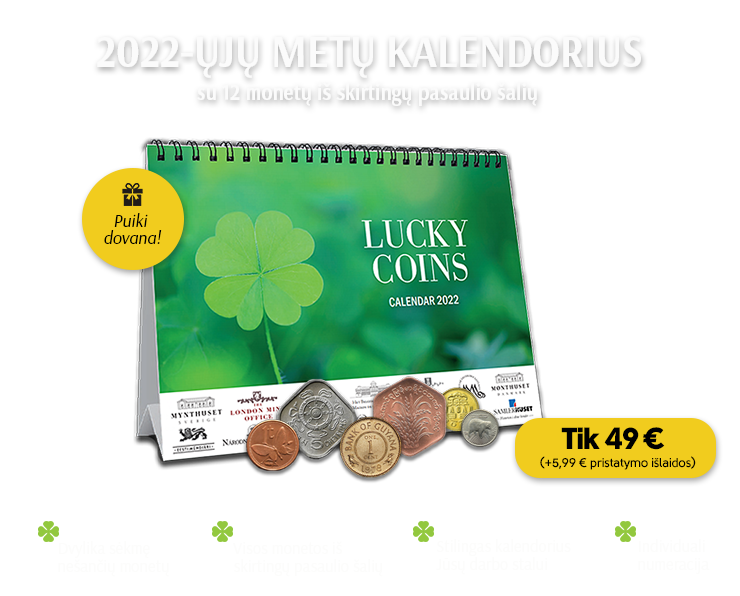 Stalinis kalendorius „Sėkmę nešančios monetos 2022“