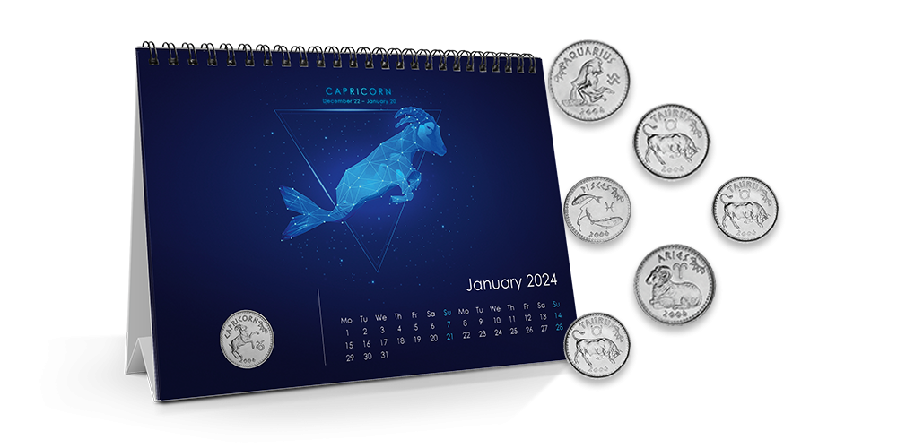 Stalinis kalendorius „Zodiako ženklai 2024“ Stalinis kalendorius „Zodiako ženklai 2024“