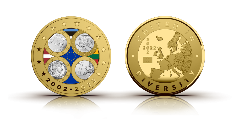 Pirmasis medalis - „Pirmosios Estijos, Lietuvos ir Latvijos eurų monetos“ Pirmasis medalis - „Pirmosios Estijos, Lietuvos ir Latvijos eurų monetos“