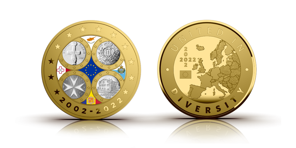 Medalis „Pirmosios San Marino, Andoros, Maltos ir Kipro eurų monetos