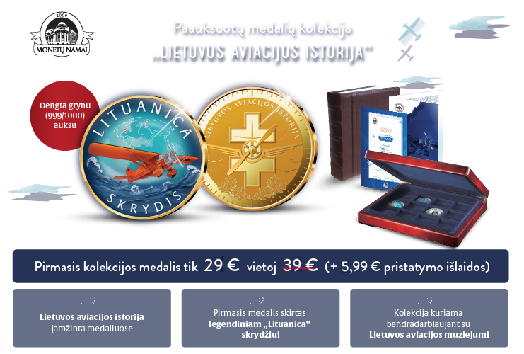Paauksuotų medalių kolekcija „Lietuvos aviacijos istorija“