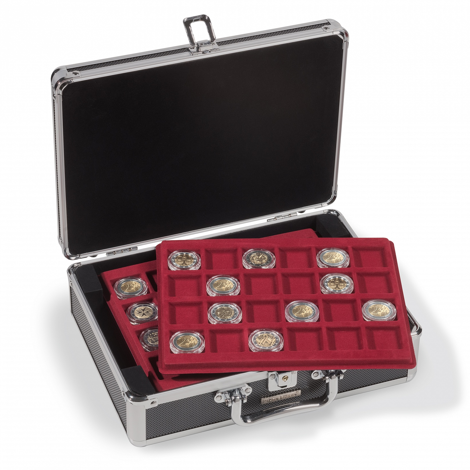 coin-case-cargo-s6-for-144-2-euro-coins-in-capsules-black-silver coin-case-cargo-s6-for-144-2-euro-coins-in-capsules-black-silver
