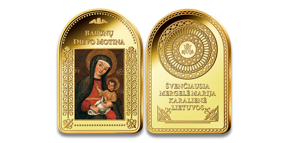 Paauksuotas luitelis „Barūnų Dievo Motinos paveikslas“