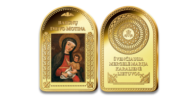 Paauksuotas luitelis „Barūnų Dievo Motinos paveikslas“
