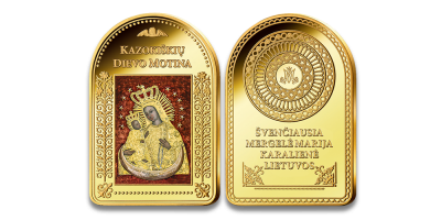 Paauksuotas luitelis „Kazokiškių Dievo Motinos paveikslas“