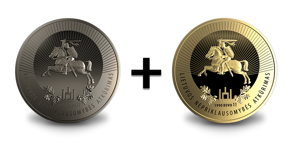 DU proginiai medaliai „Atkurtai Lietuvos Nepriklausomybei – 35” už VIENO kainą!