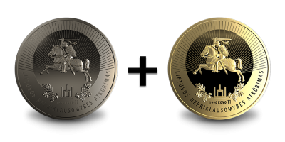 DU proginiai medaliai „Atkurtai Lietuvos Nepriklausomybei – 35“ už VIENO kainą!