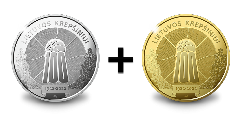 DU proginiai medaliai „Lietuvos krepšiniui – 100 metų“ už VIENO kainą!