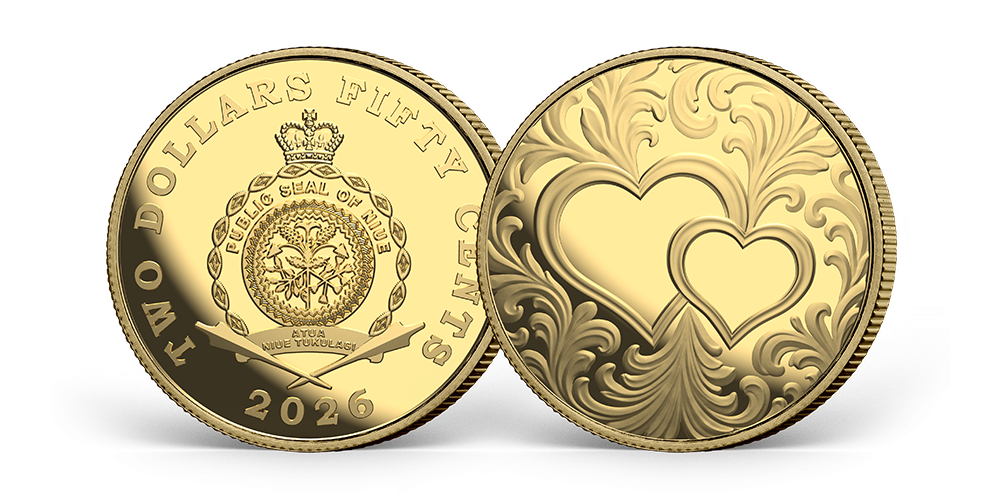 Medalionas su gryno aukso moneta „Dvi širdys“1