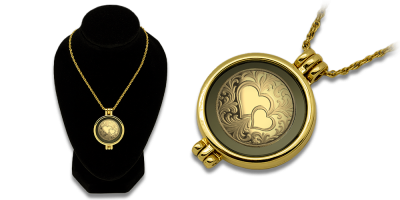 Medalionas su gryno aukso moneta „Dvi širdys“