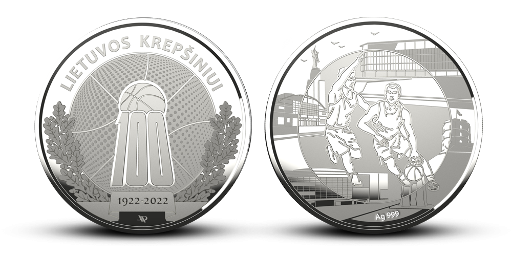 Gryno sidabro medalis „Lietuvos krepšiniui – 100 metų“ Gryno sidabro medalis „Lietuvos krepšiniui – 100 metų“