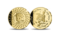 Auksinė moneta, skirta 75-osioms Antuano de Sent Egziuperi pasakos „Mažasis princas” išleidimo metinėms