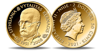 Auksinė moneta, skirta Vytautui Kernagiui (0,5 g)