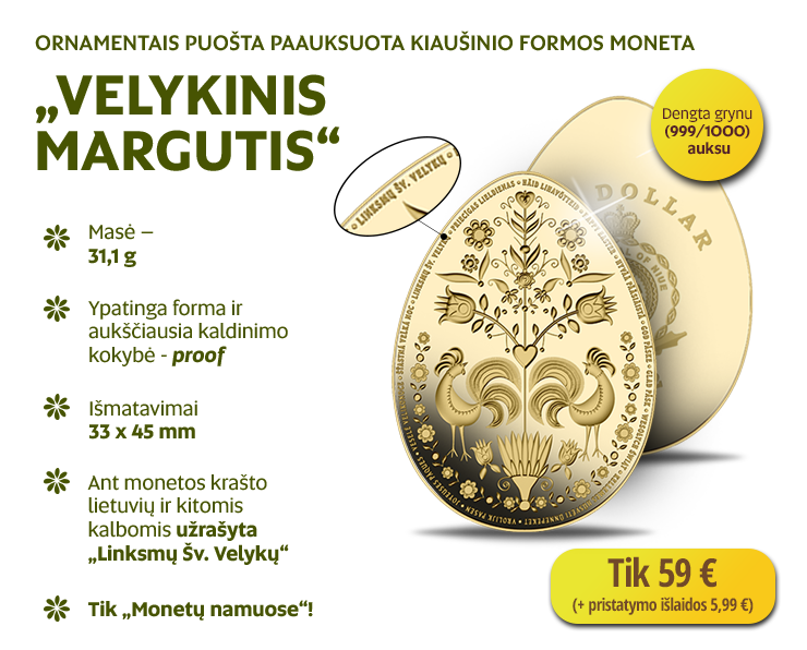 Paauksuota moneta „Velykinis margutis“