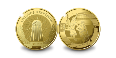 Auksu padengtas medalis „Lietuvos krepšiniui – 100 metų“
