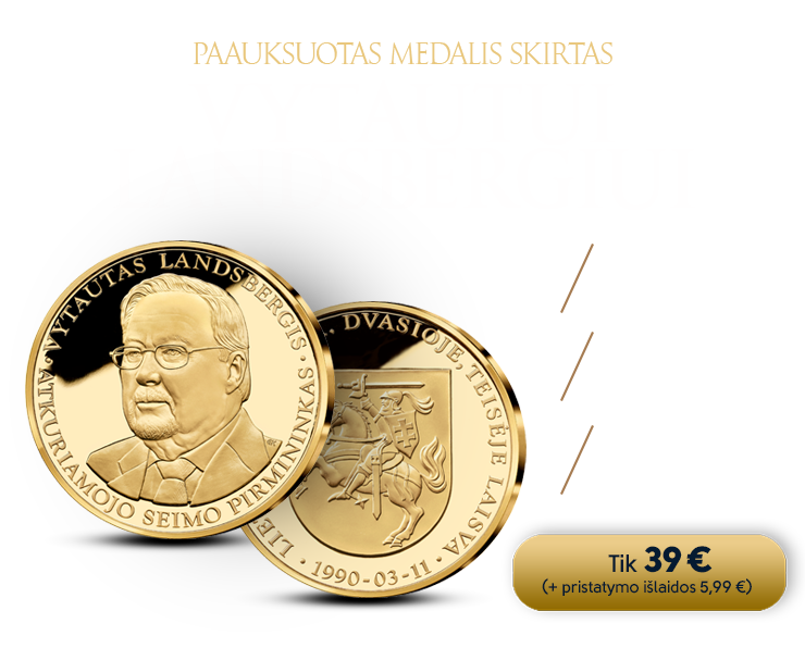 Paauksuotas medalis, pagerbiantis Vytautą Landsbergį 