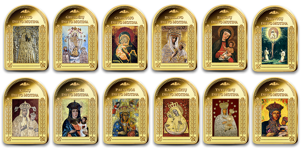 Paauksuotų luitelių rinkinys „Švenčiausios Mergelės Marijos paveikslai“