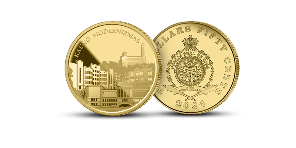 Aukso monetų kolekcija „Pasaulio paveldas Lietuvoje“, pirmoji moneta „Kauno modernizmas“
