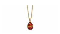 Raudonas kiaušinio formos pakabukas su Swarovski kristalais