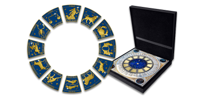 Monetų rinkinys „Venecijos šv. Morkaus bokšto laikrodžio Zodiako ženklai“