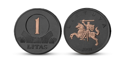 Rodžiu ir rausvuoju auksu padengtas litas