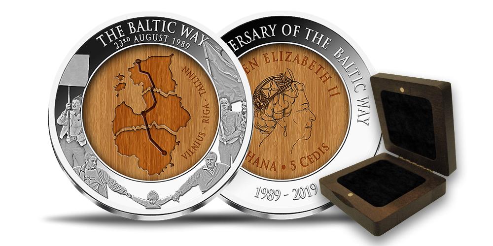 Gryno sidabro moneta „Baltijos keliui – 30 metų“ Gryno sidabro moneta „Baltijos keliui – 30 metų“