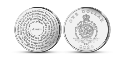 Sidabro moneta, skirta maldai „Tėve mūsų“