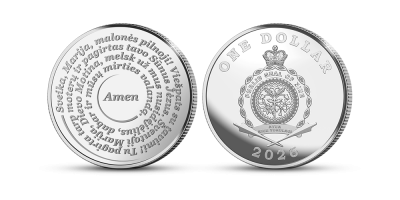 Sidabro moneta, skirta maldai „Sveika, Marija“