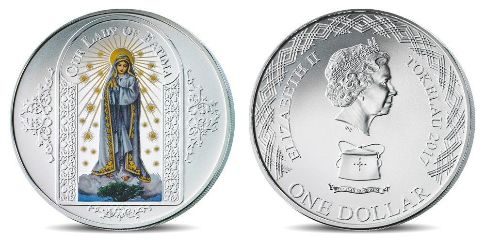 Spalvomis ir sidabru dengta moneta „Fatimos Švenčiausioji Mergelė Marija“ Spalvomis ir sidabru dengta moneta „Fatimos Švenčiausioji Mergelė Marija“