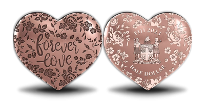 Širdelės formos moneta dengta rožiniu auksu „Amžina meilė“