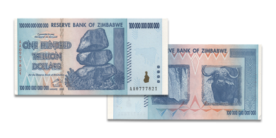 Zimbabvės šimto trilijonų dolerių banknotas